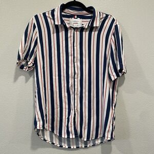 Denim and Flower Ricky‎ Singh Freedom Red/White/Blue Striped Button Down Shirt L